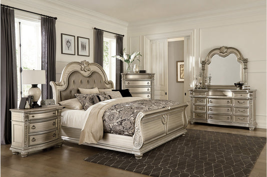 Cavalier Silver Sleigh Bedroom Set - Eve Furniture