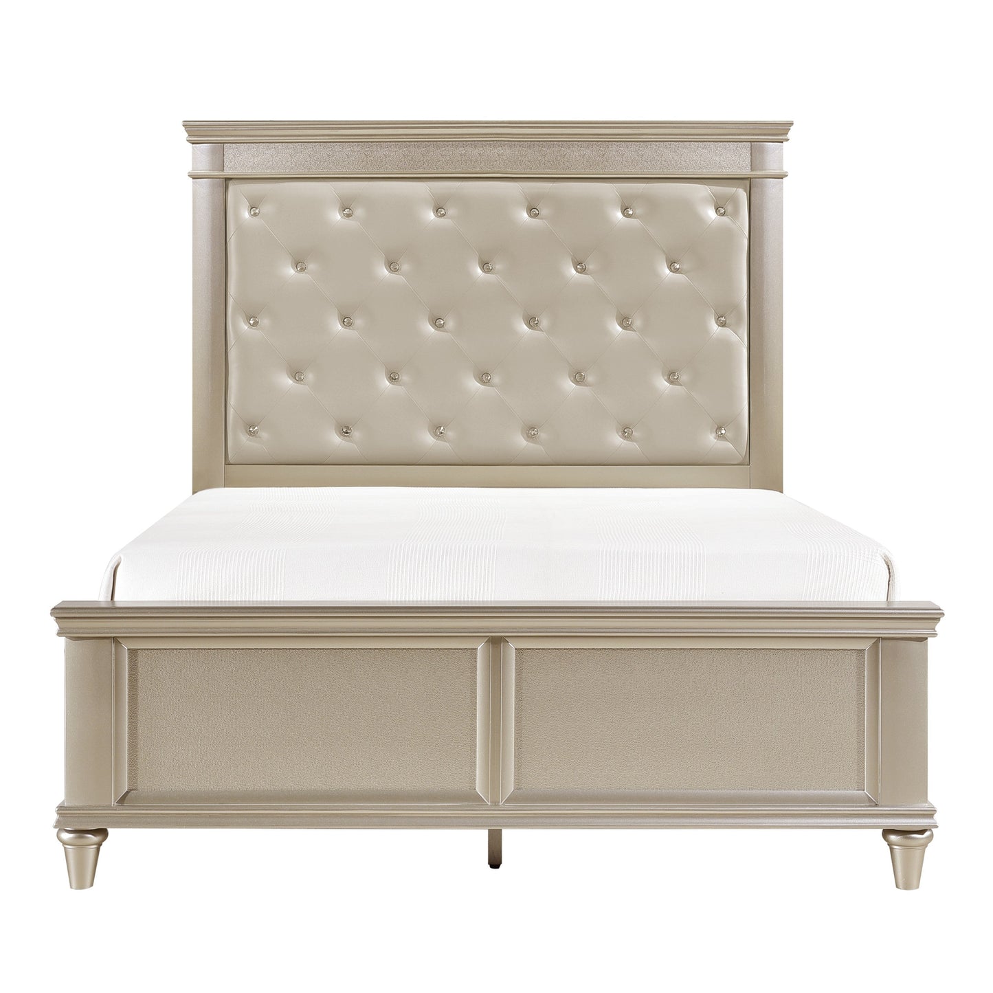 Celandine Silver Full Upholstered Panel Bed