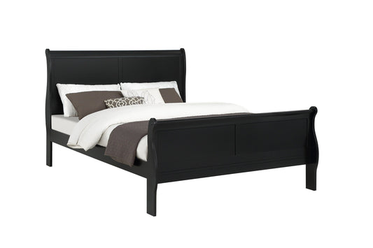 Louis Philip Black King Sleigh Bed