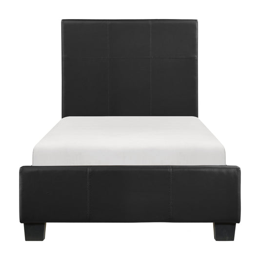 Lorenzi Black Twin Upholstered Platform Bed