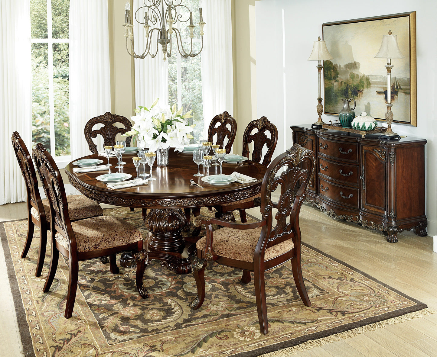 oval dining table set