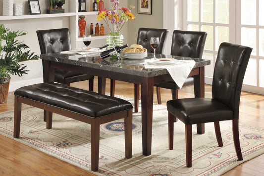 Decatur Dark Cherry Marble-Top Dining Table