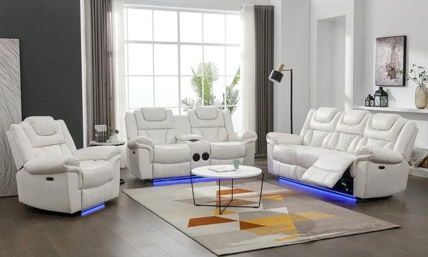 Party Time White Power Reclining Living Room Set