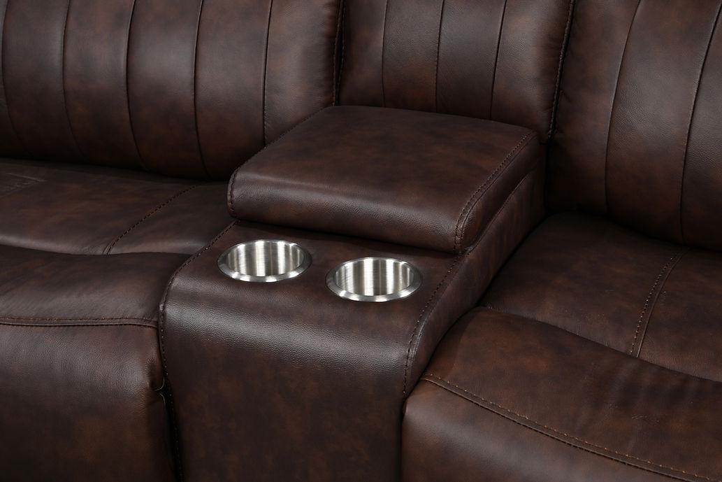 S7572 Fresno Leather Brown power Sectional