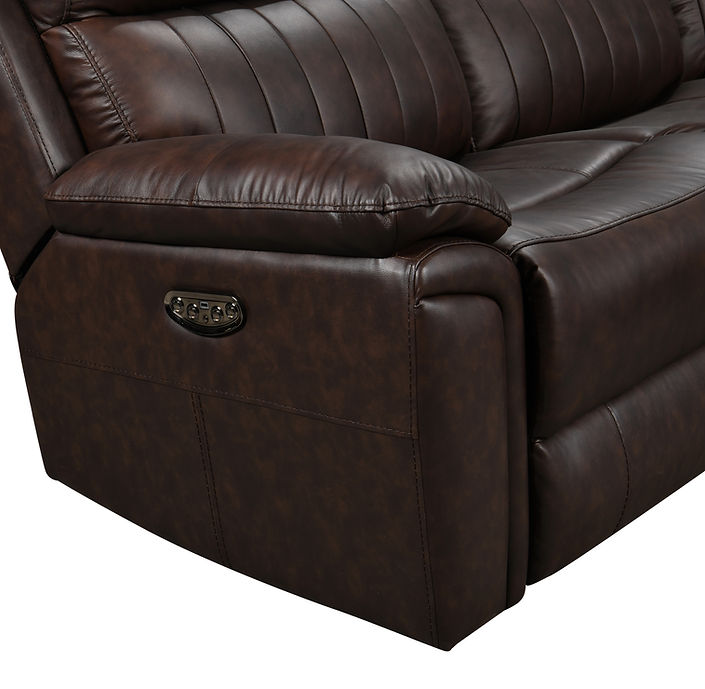 S7572 Fresno Leather Brown power Sectional