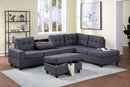 Heights Gray Reversible Sectional with Storage Ottoman