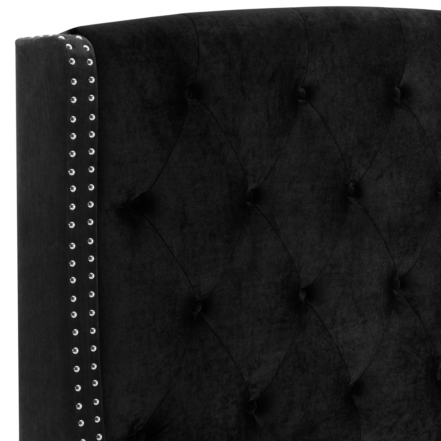 Eva Black Velvet King Upholstered Bed