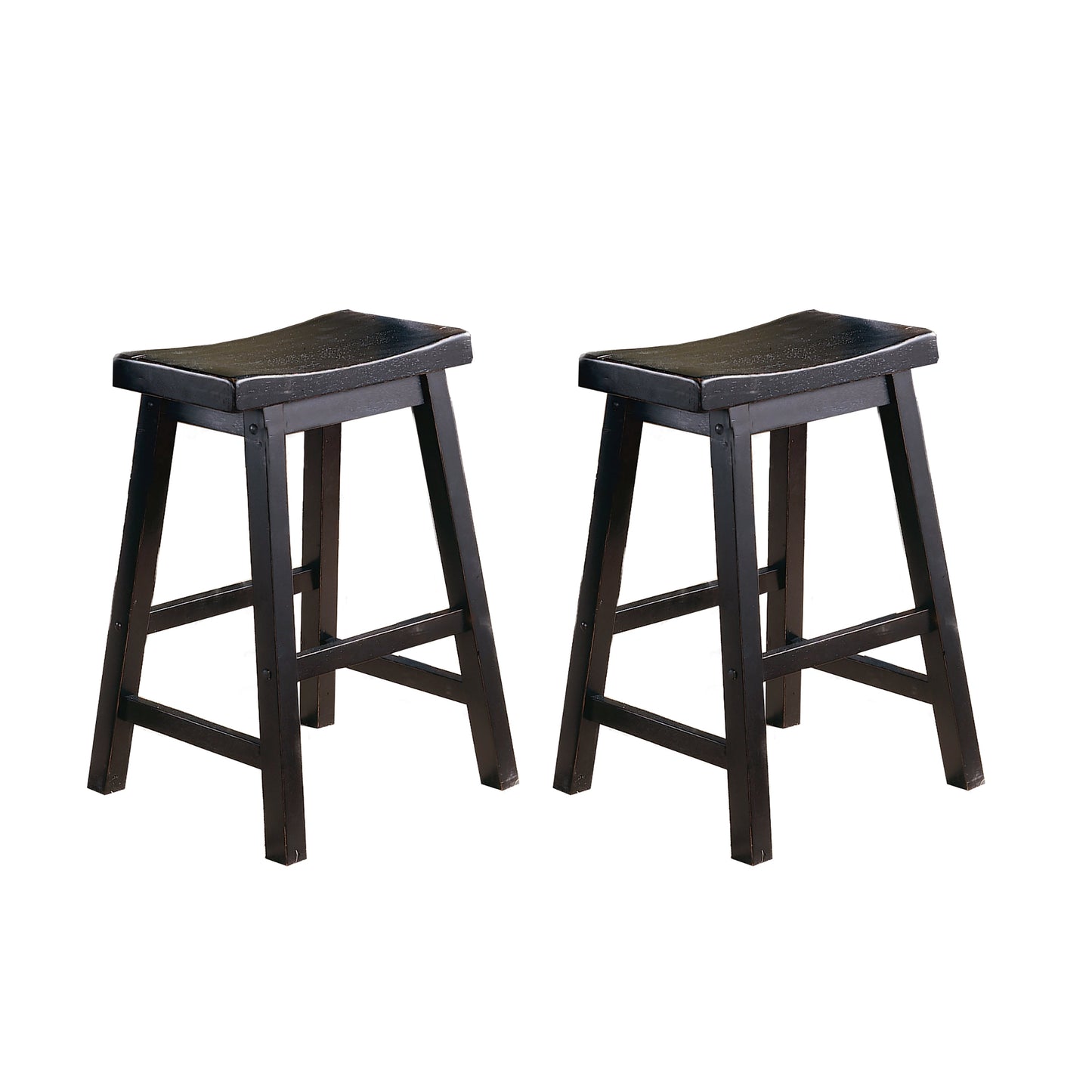 Saddleback Black Counter Height Stool, Set of 2