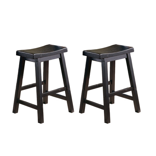 Saddleback Black Counter Height Stool, Set of 2