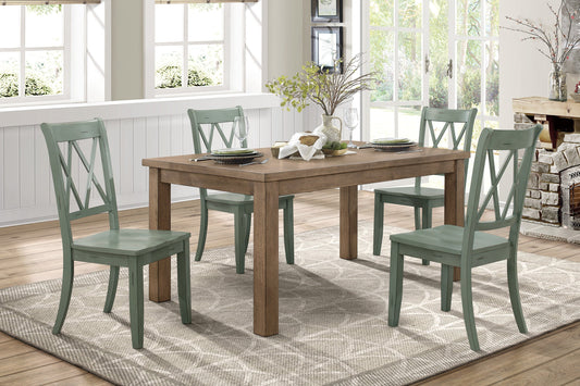 Janina Natural/Teal Dining Set
