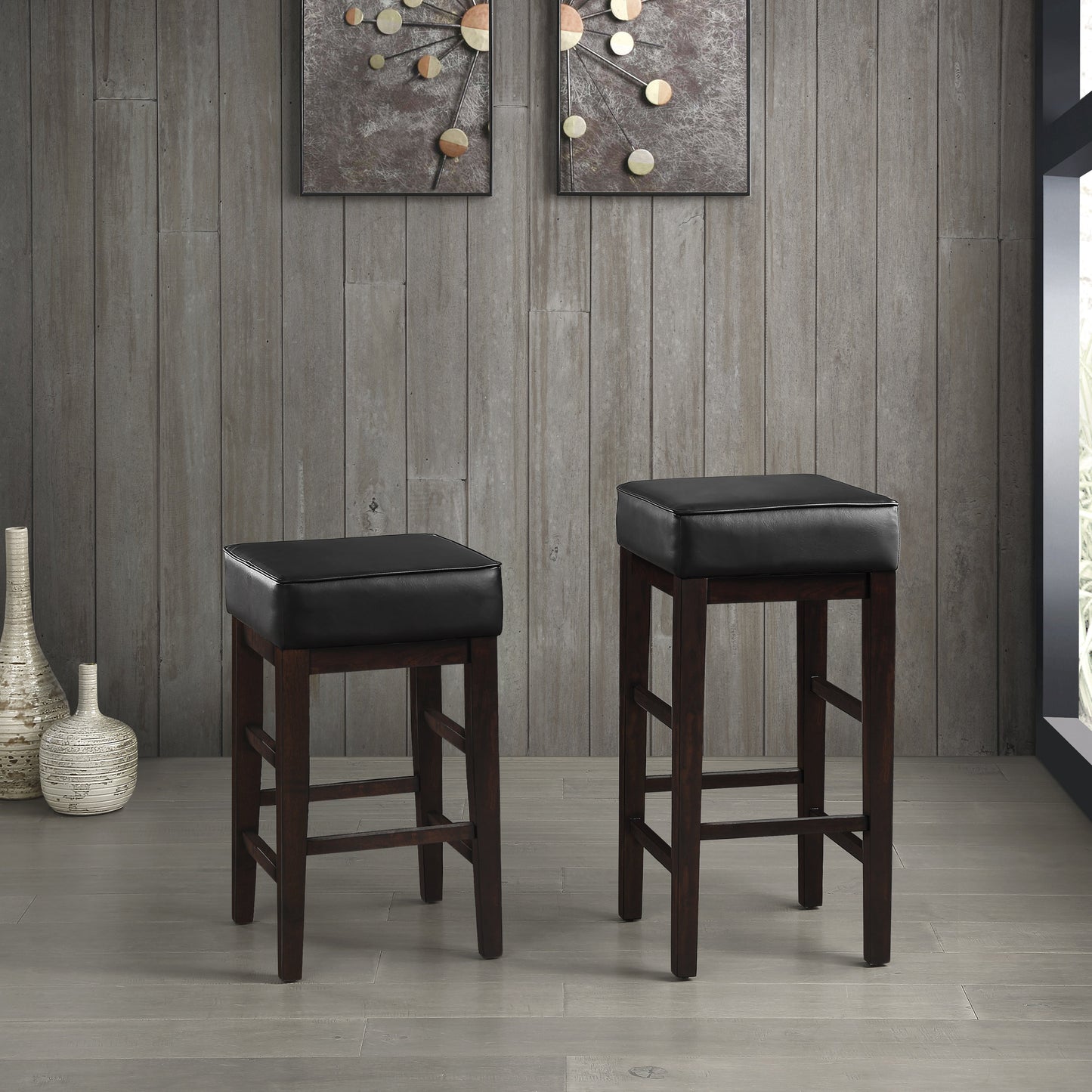 Pittsville Black/Espresso Counter Height Stool, Set of 2