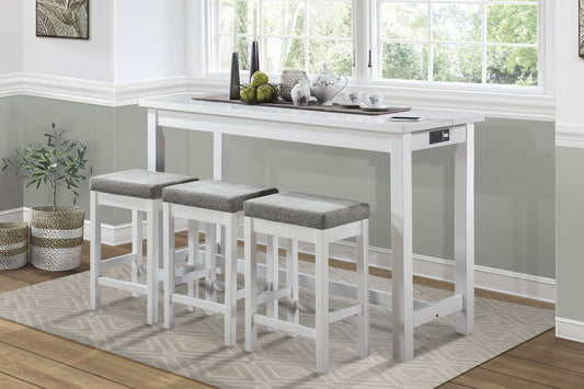 Connected White 4-Piece Pack Counter Height Set
