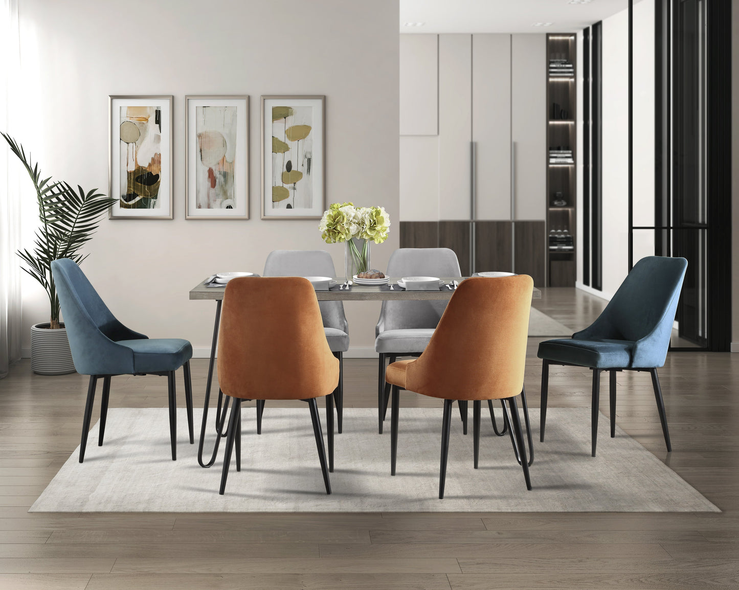 Keene Light Gray/Black Metal Dining Table