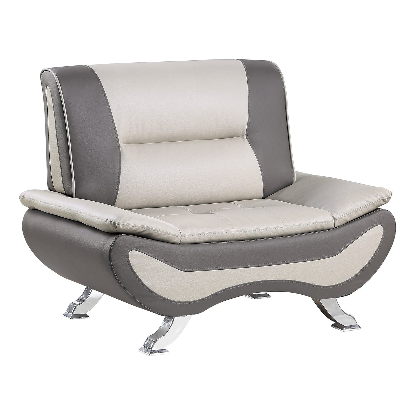Veloce Beige/Gray Faux Leather Chair