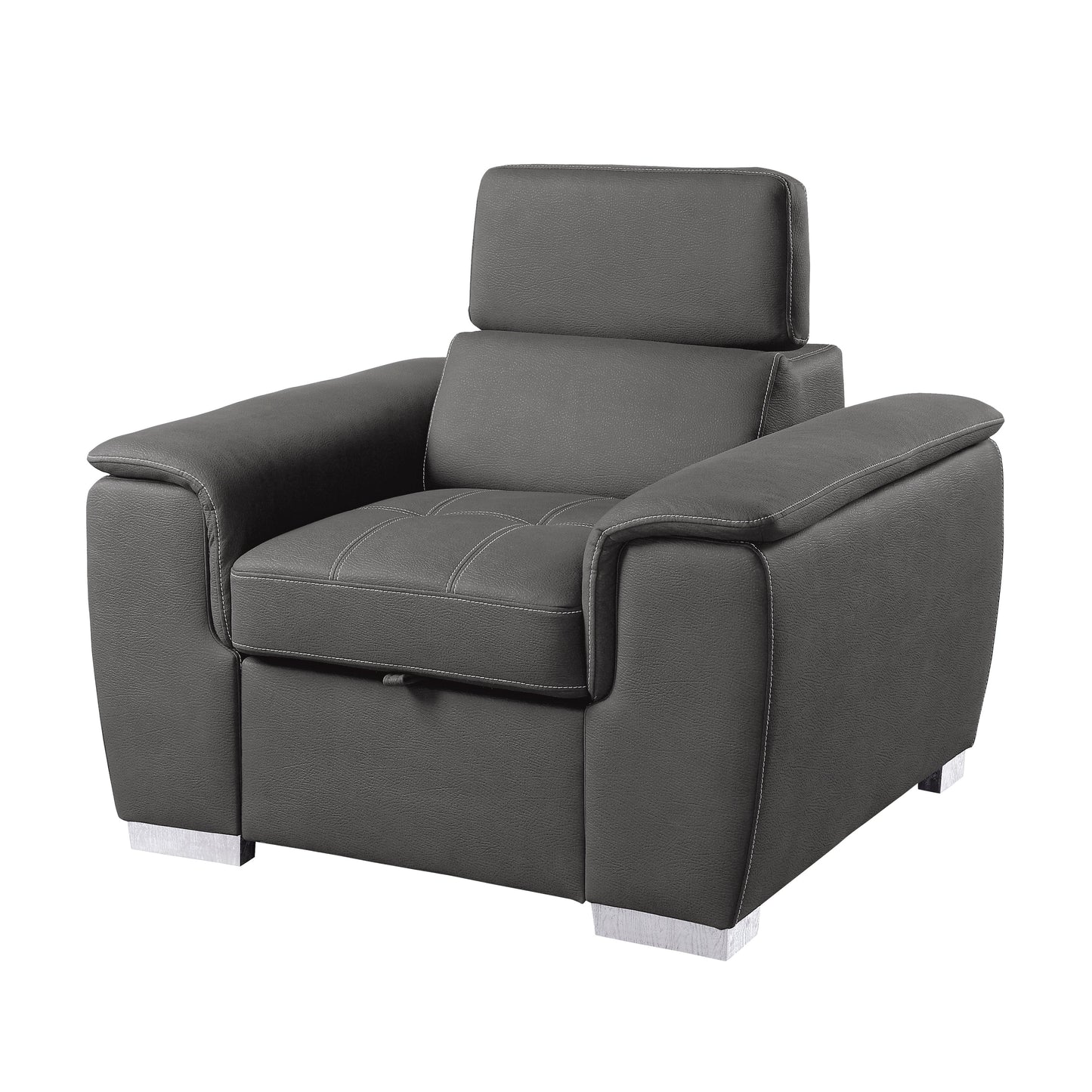 Ferriday Gray Chair with Pull-out Ottoman