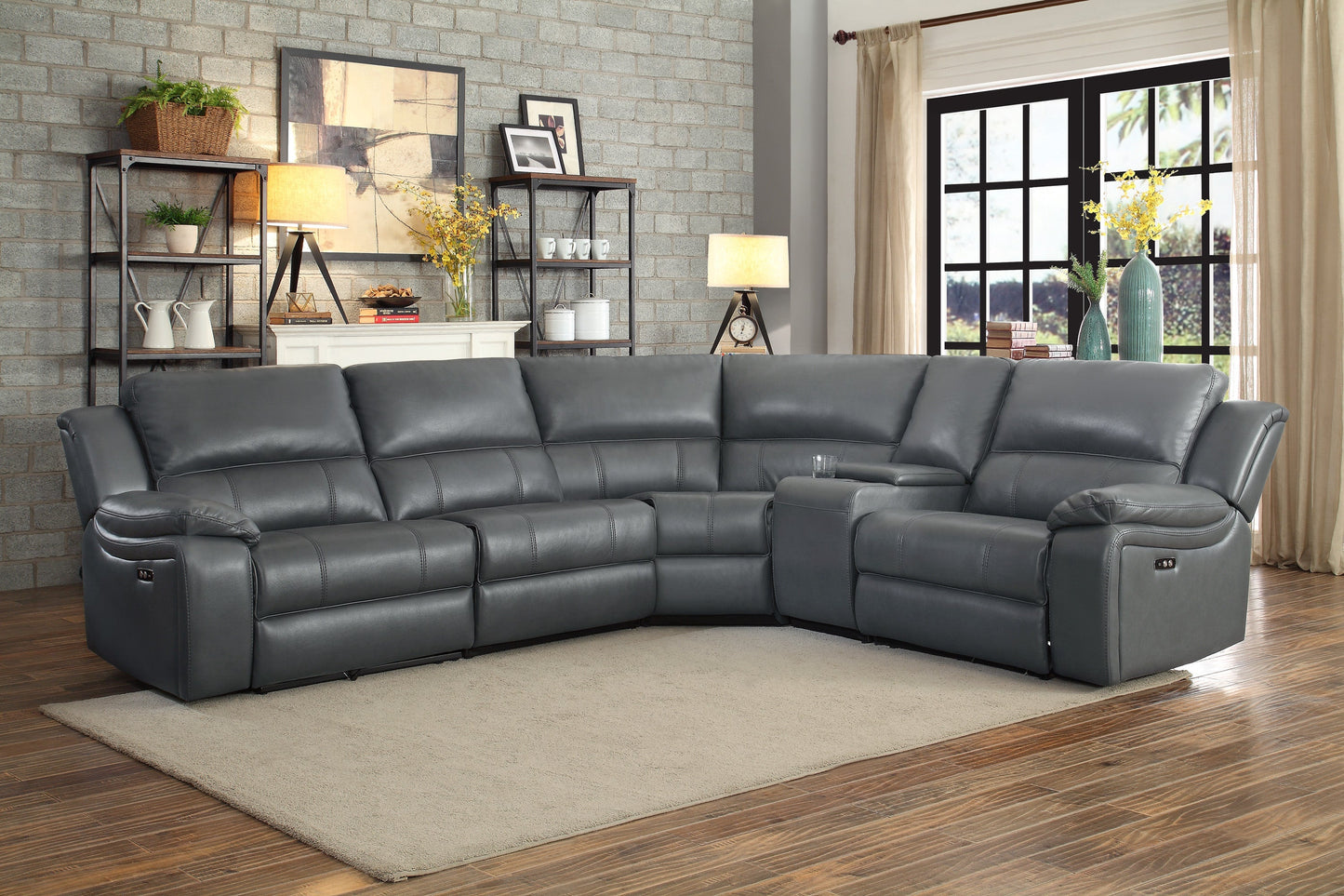 Falun Gray 6-Piece Modular Power Reclining Sectional