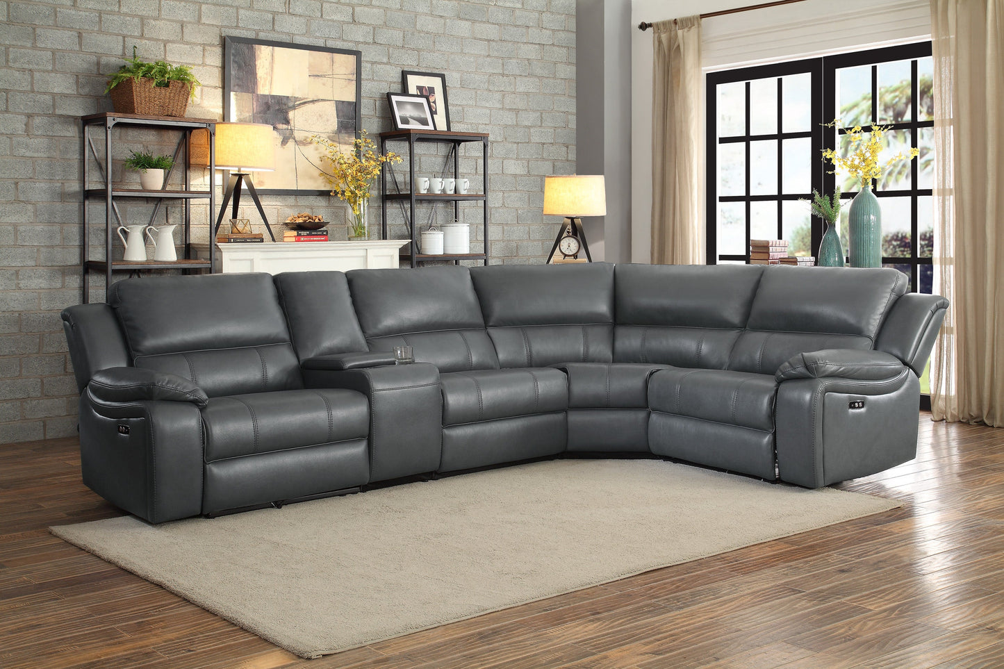 Falun Gray 6-Piece Modular Power Reclining Sectional