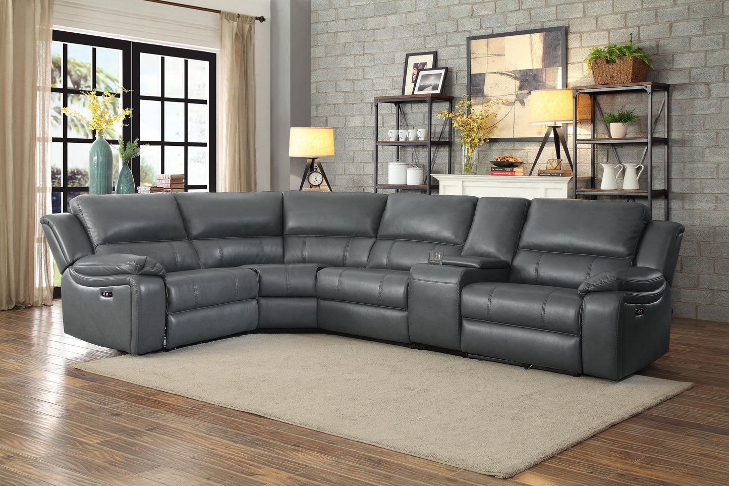 Falun Gray 6-Piece Modular Power Reclining Sectional