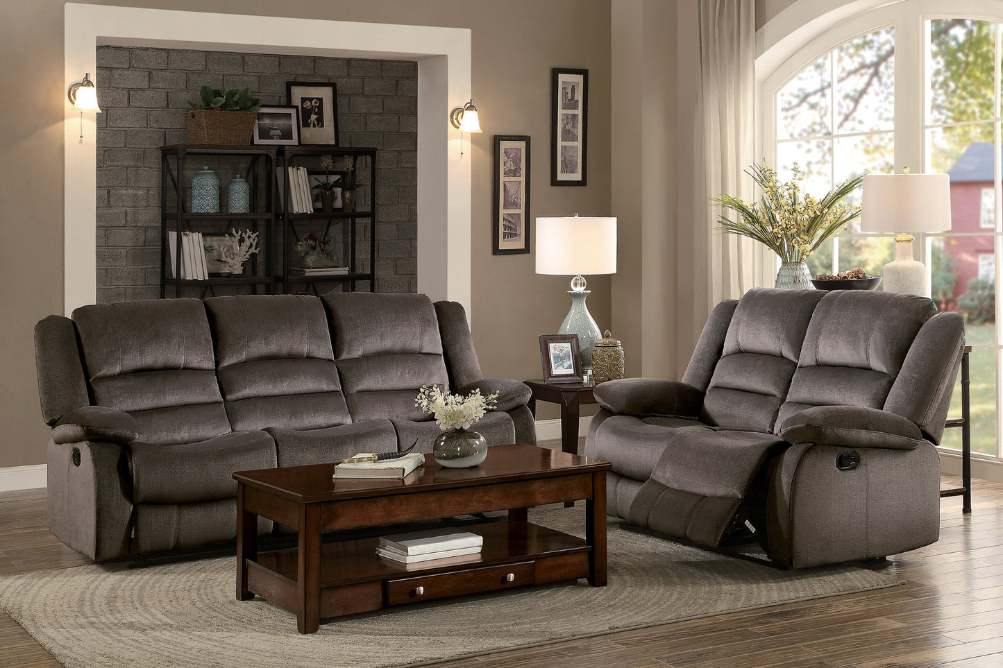 Jarita Chocolate Double Reclining Sofa
