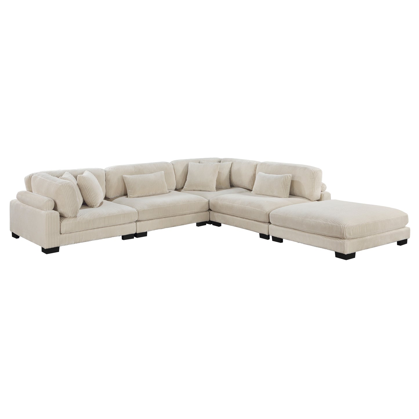Traverse Beige Corduroy 5-Piece Modular Sectional with Ottoman