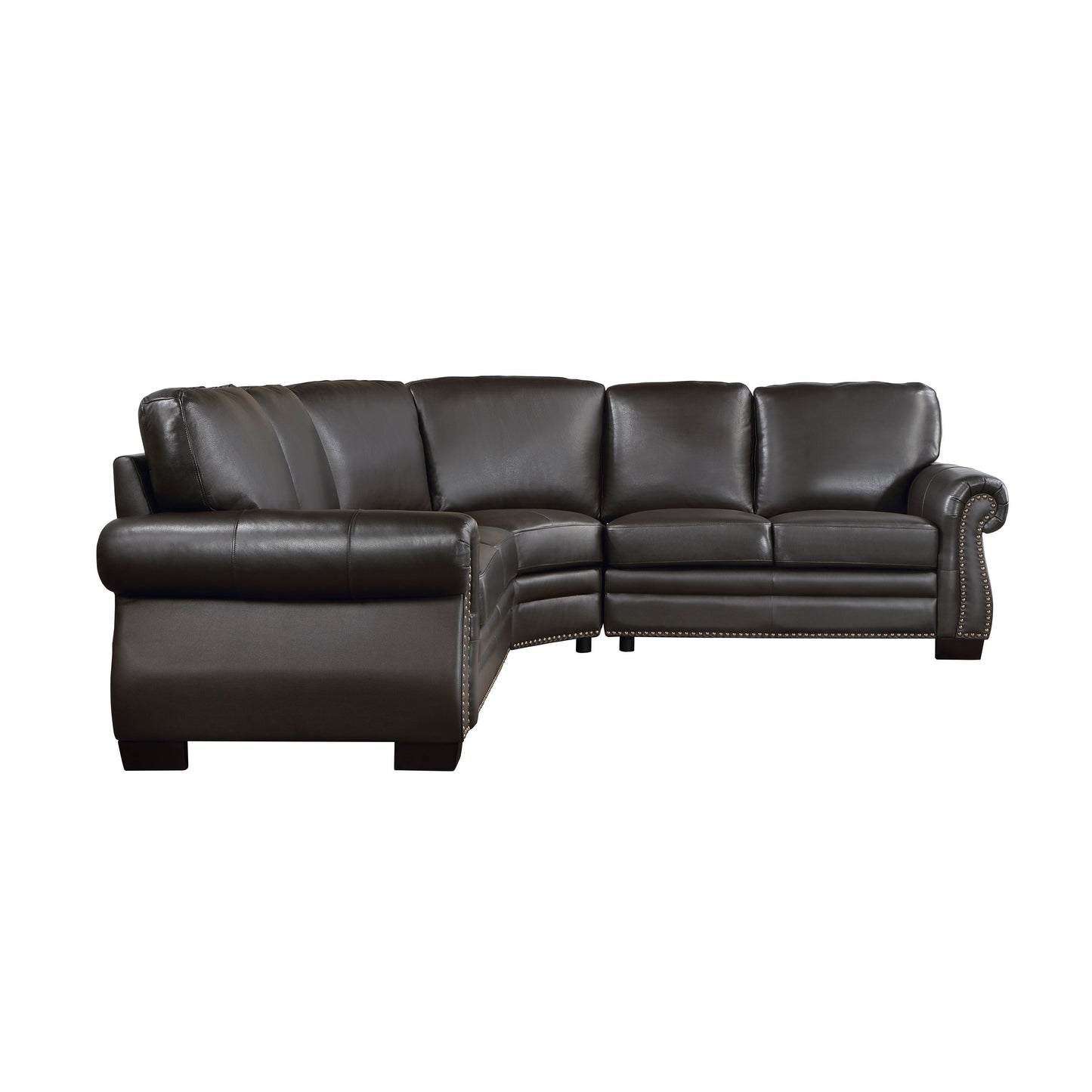 Wareham Dark Brown Leather 3-Piece Sectional
