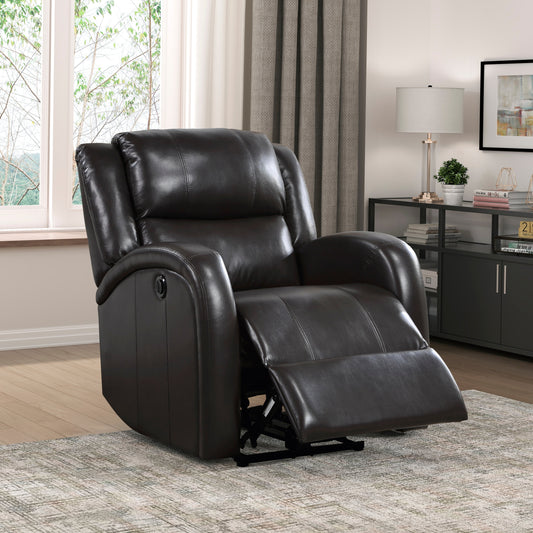 Foxcroft Brown Faux Leather Power Reclining Chair