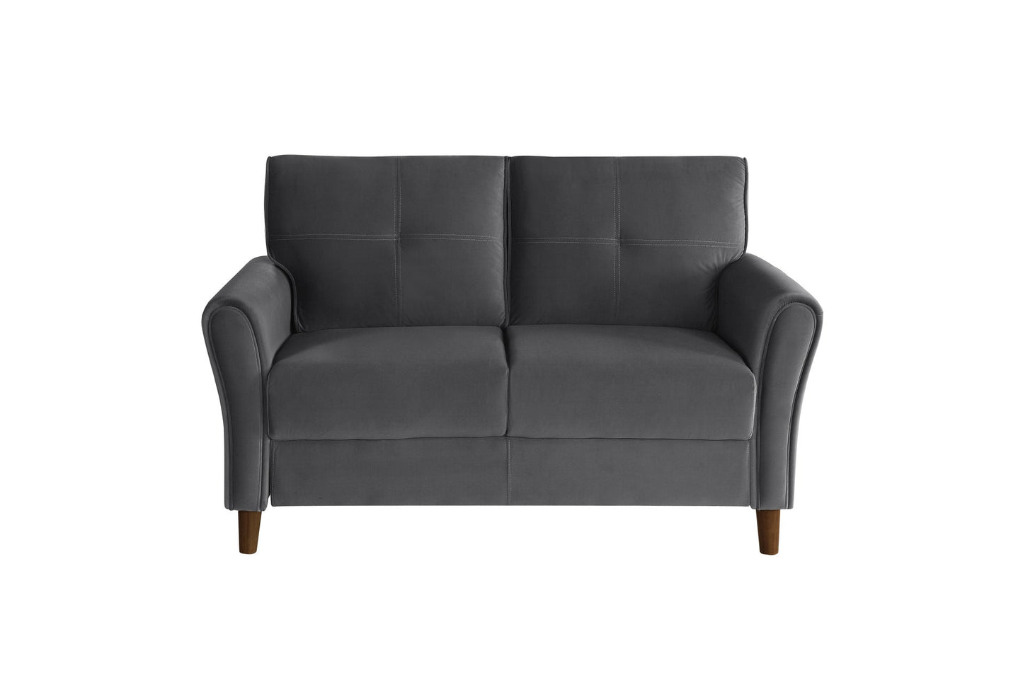 Dunseith Charcoal Velvet Gray Sofa And Loveseat Set