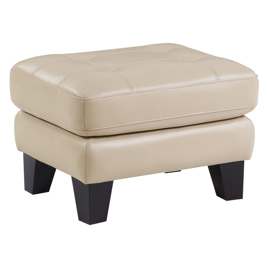 Spivey Beige Leather Ottoman