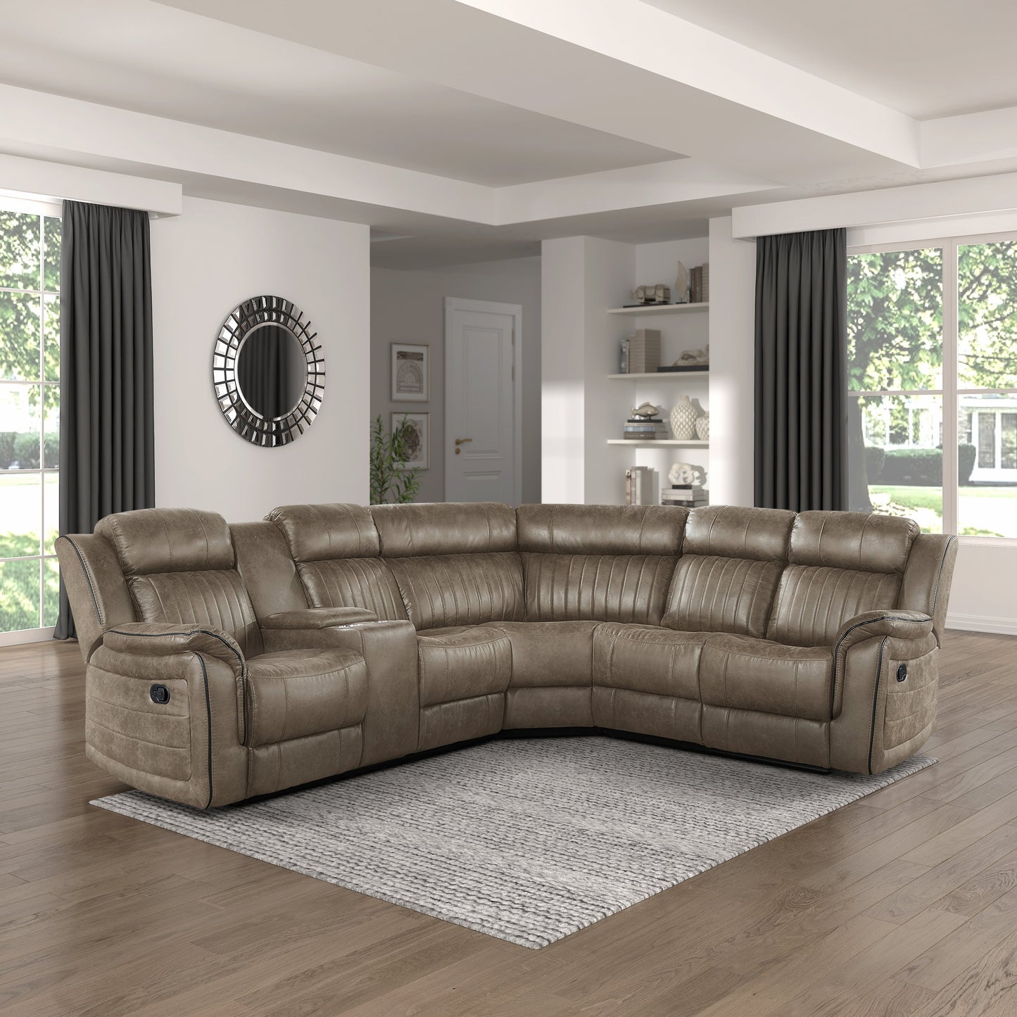 Centeroak Sandy Brown LAF Reclining Sectional