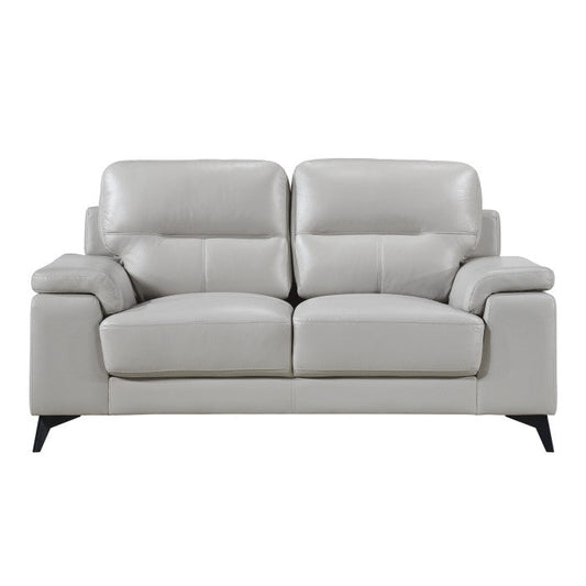 Mischa Silver Grain Top Grain Leather Loveseat