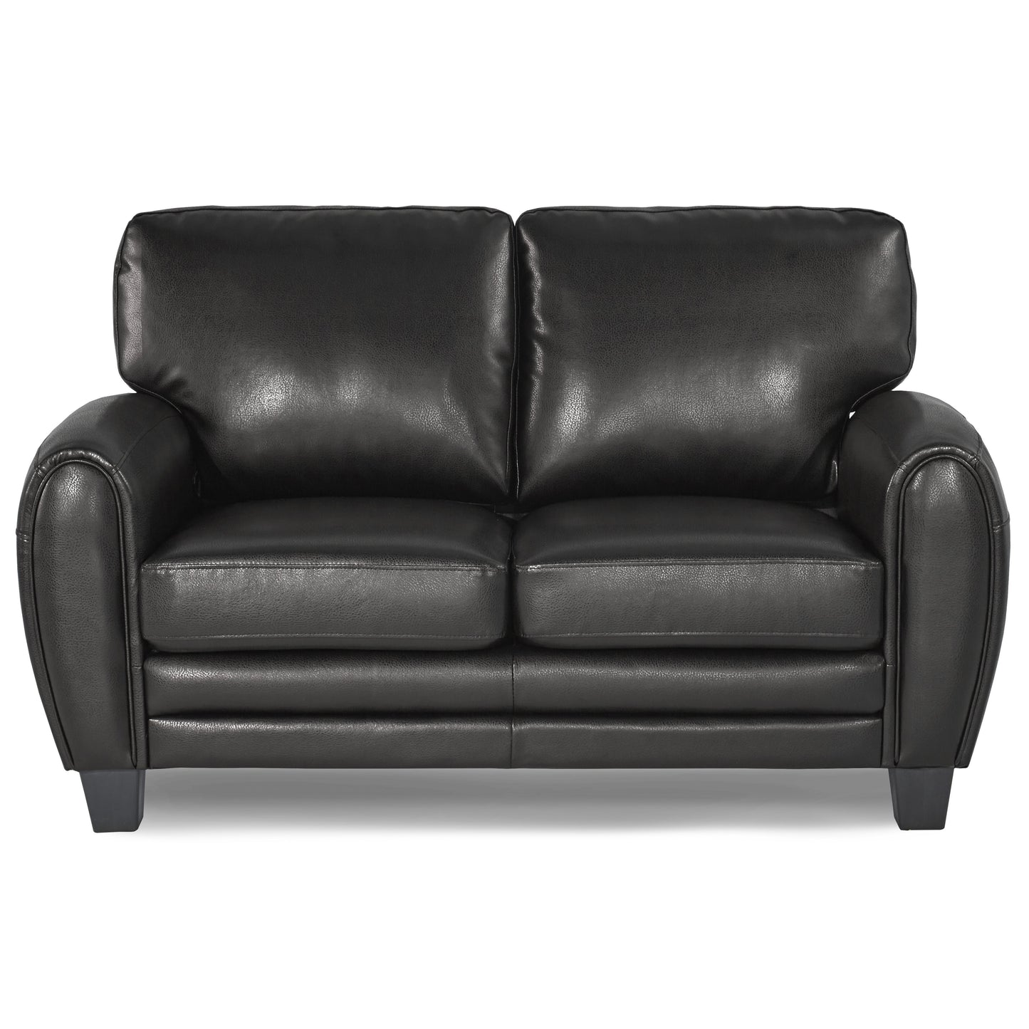 Rubin Black Faux Leather Loveseat