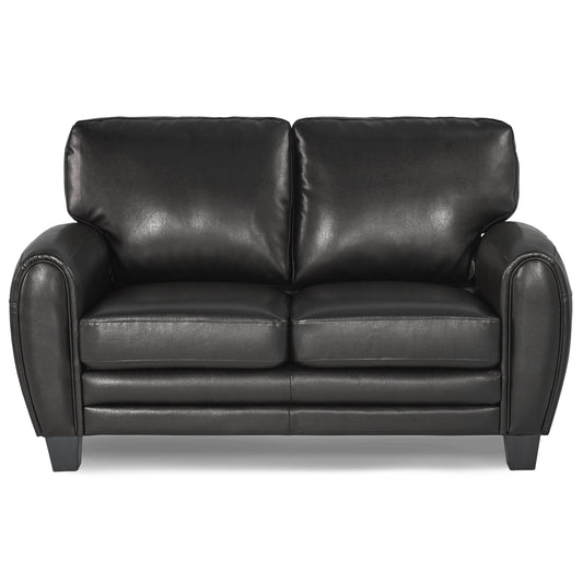 Rubin Black Faux Leather Loveseat