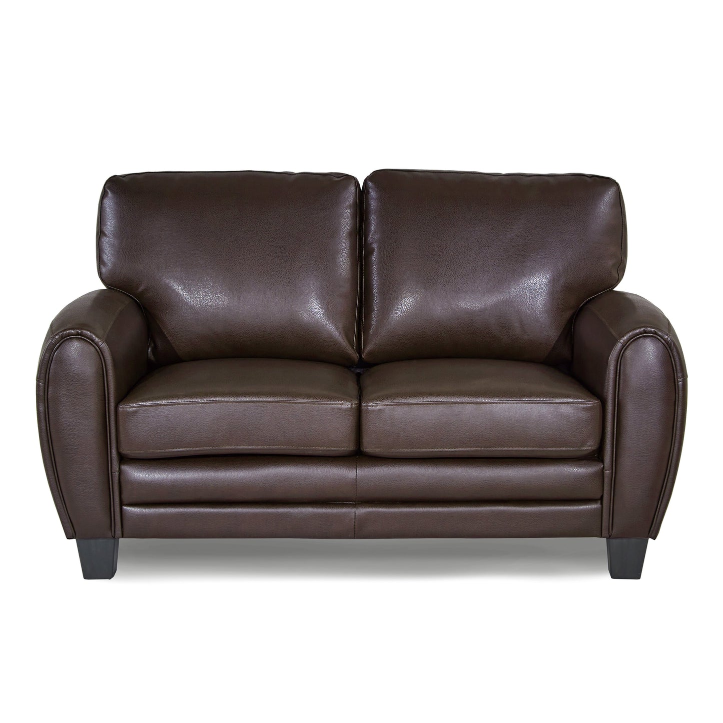 Rubin Dark Brown Faux Leather Loveseat