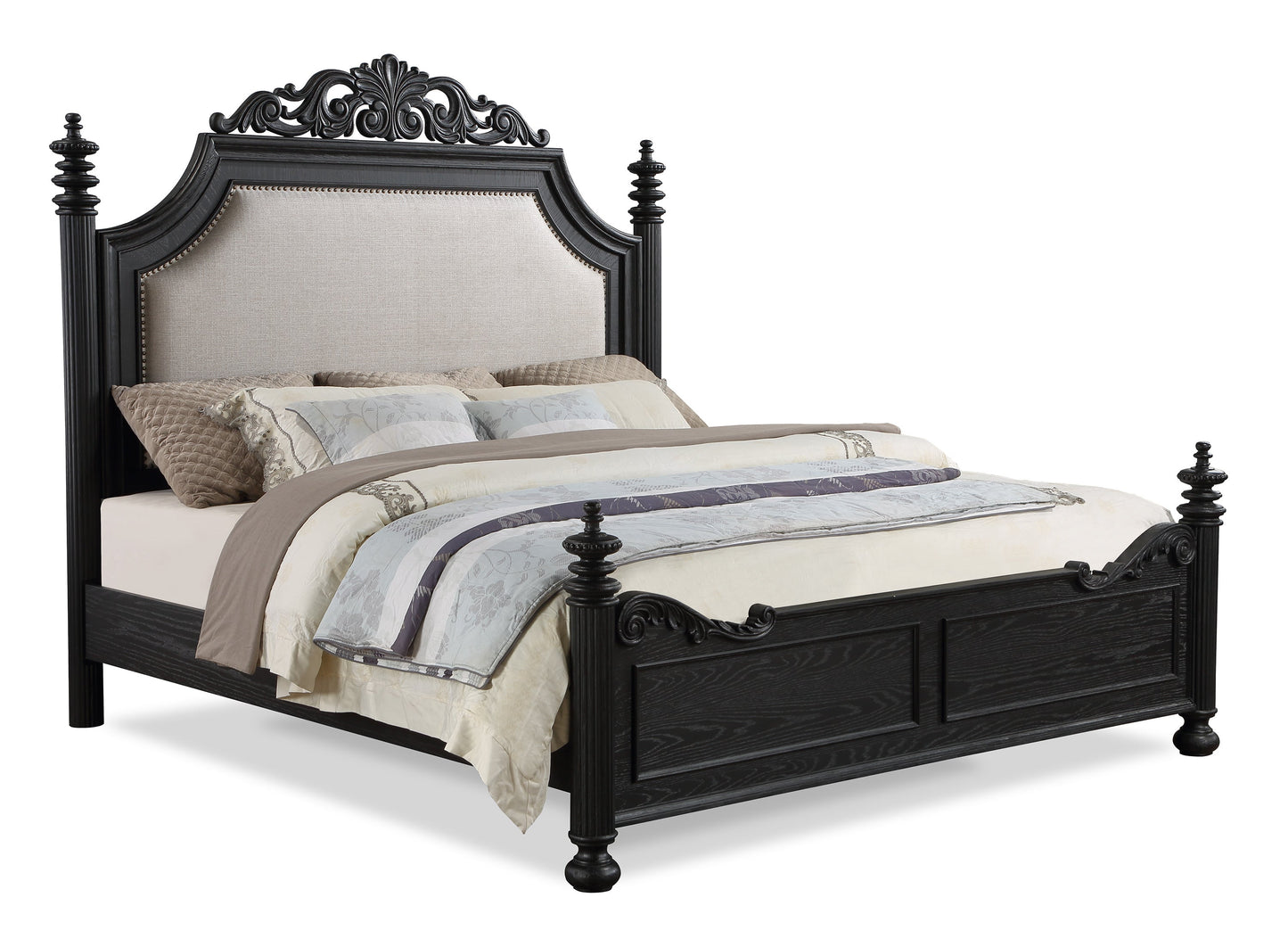 Kingsbury Espresso King Upholstered Panel Bed