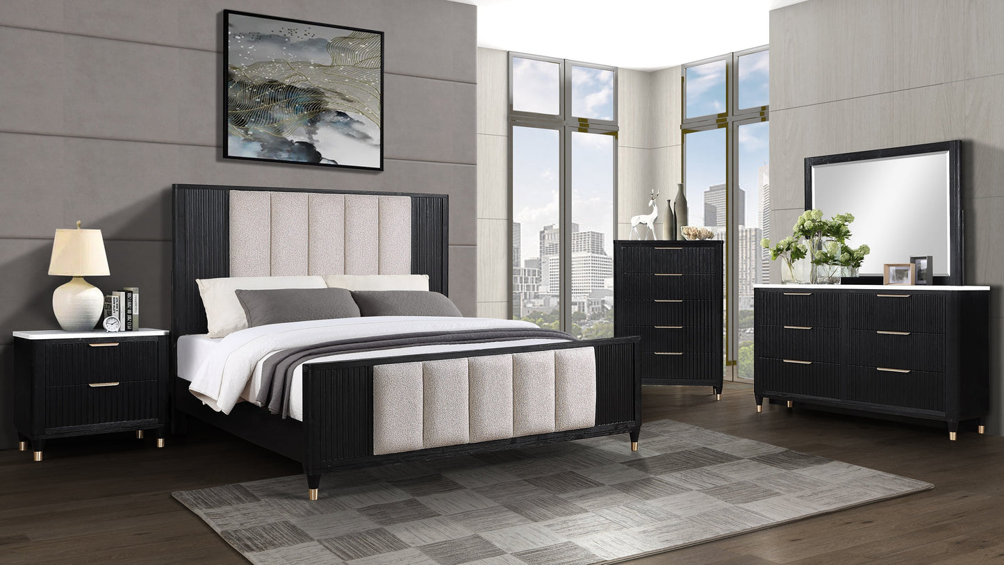 Kara Black King Panel Bed