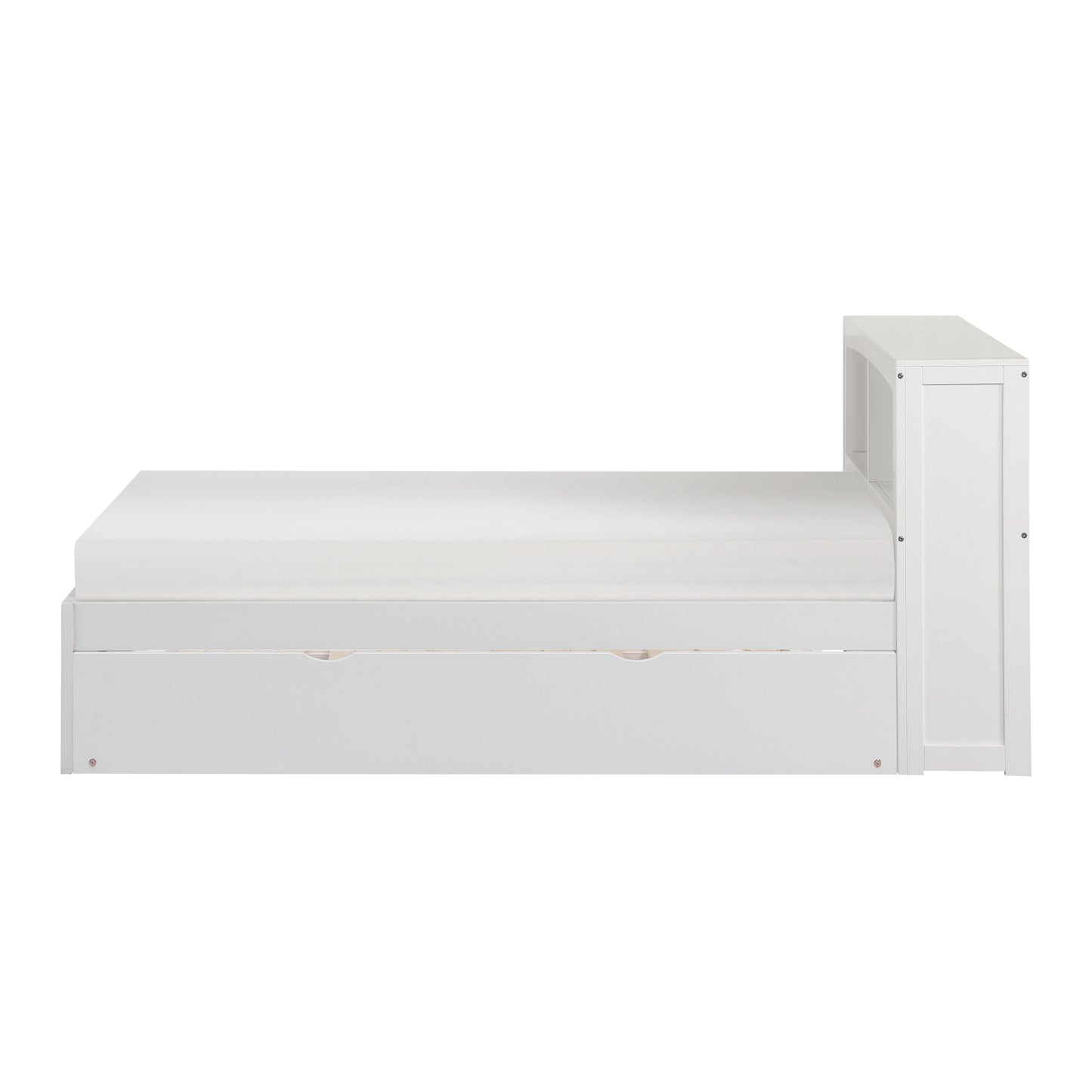 Galen White Twin Bookcase Bed with Twin Trundle