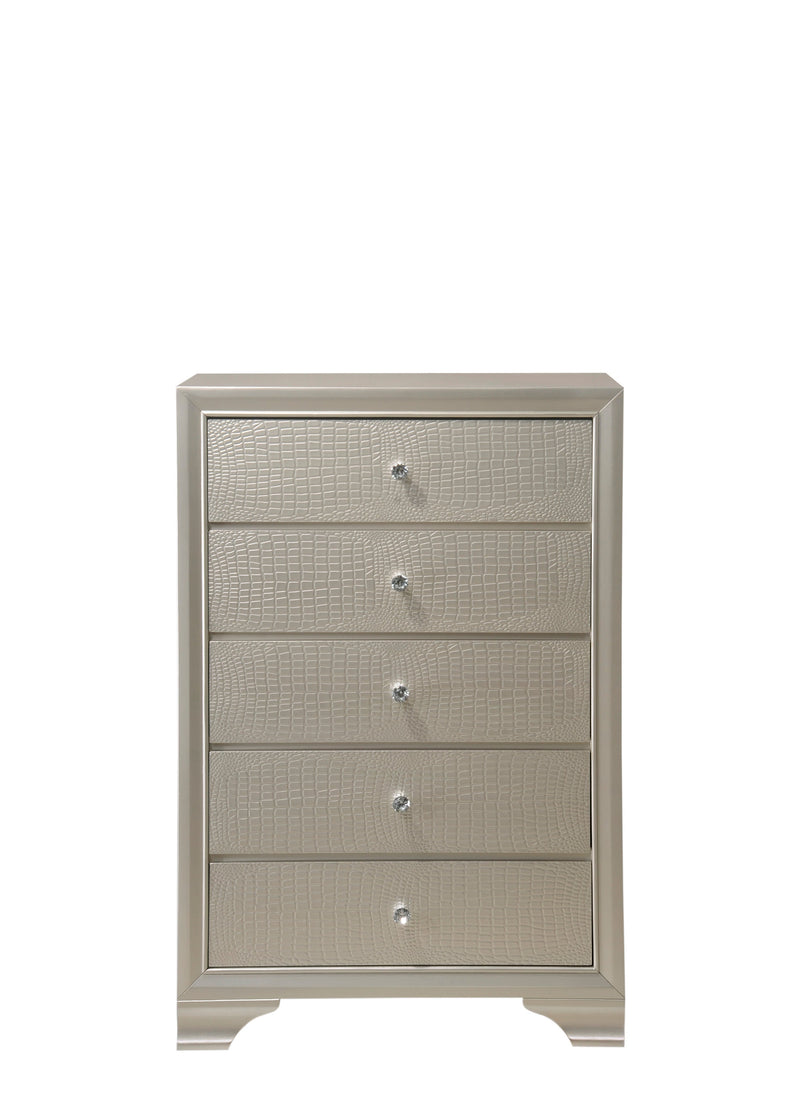 Lyssa Champagne LED Upholstered Panel Bedroom Set