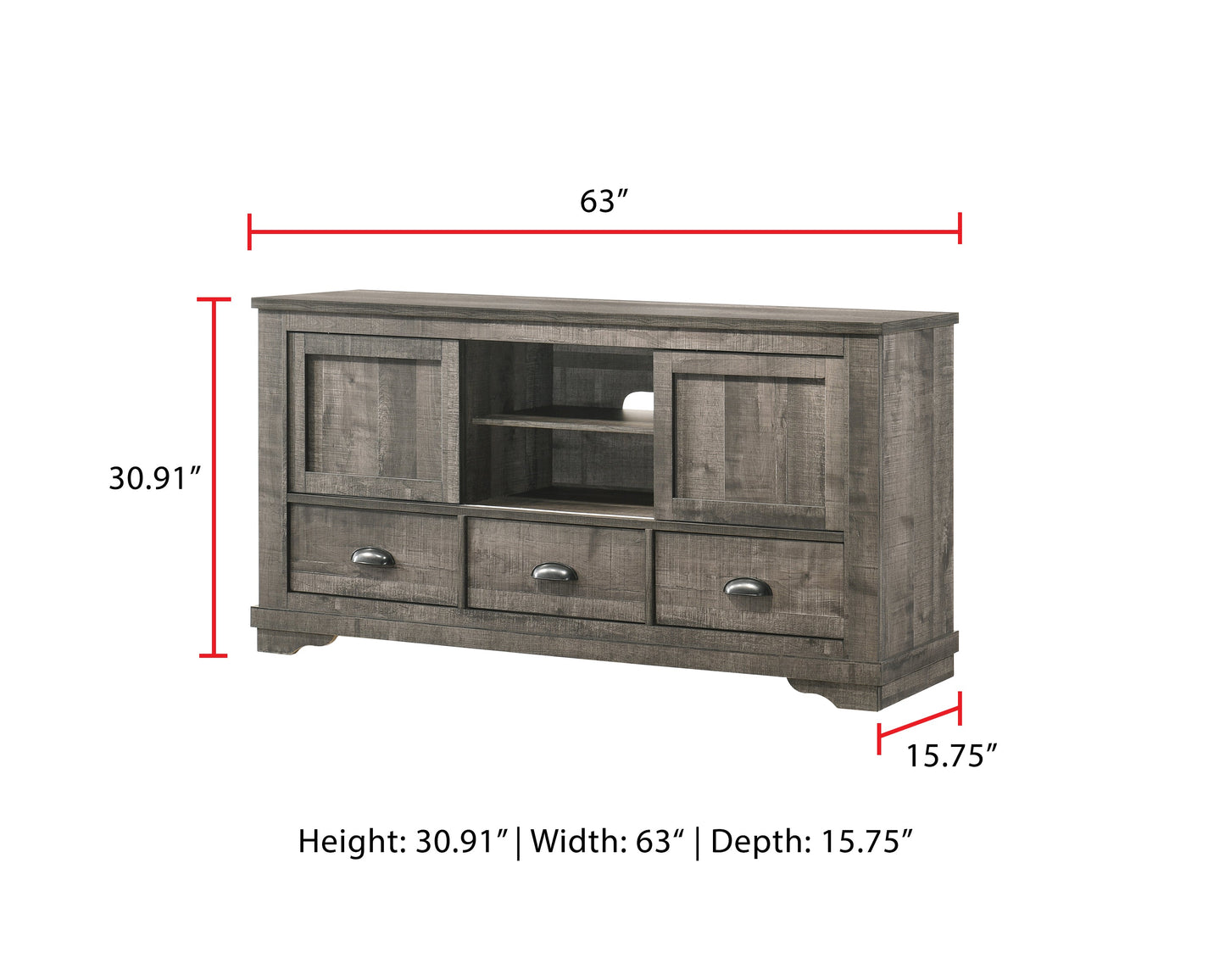 Coralee Gray 63" TV Stand