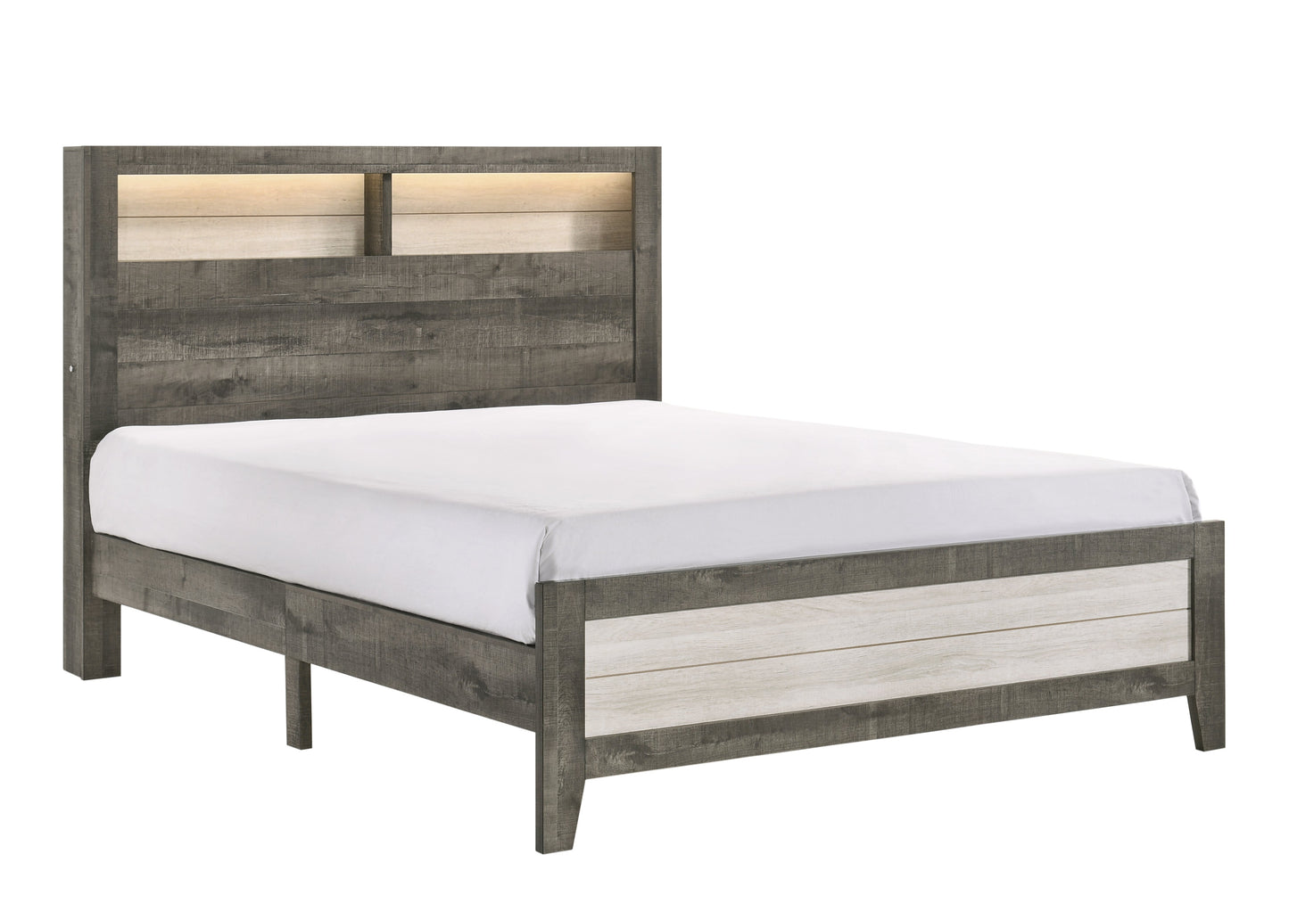 Rhett Brown/Cream King LED Platform Bed