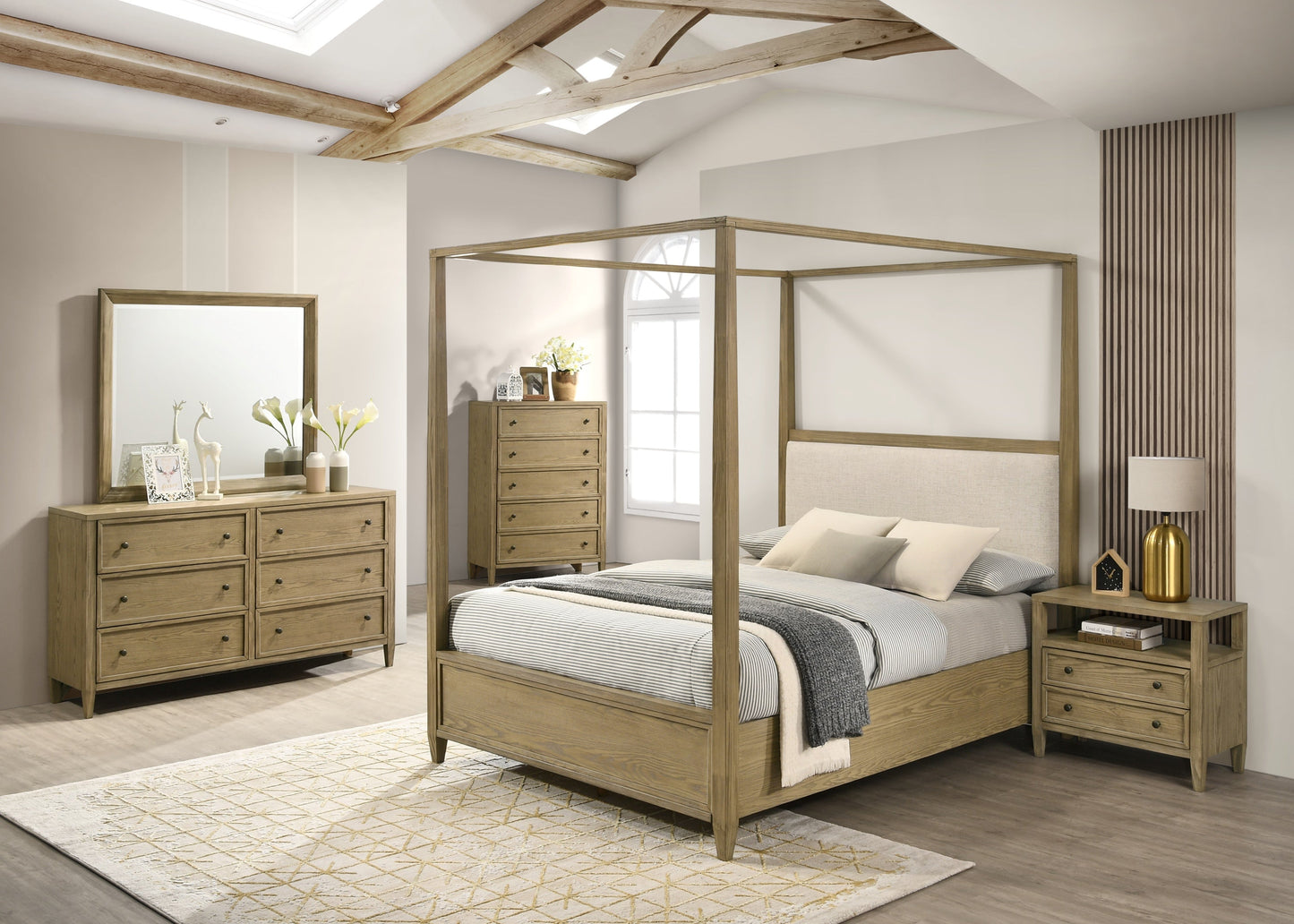 Sienna Rustic Natural Queen Canopy Platform Bed