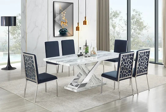 D610 VIVA (White/Chrome)  Dining Table