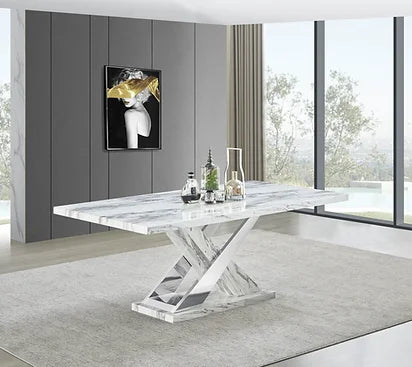 D610 VIVA (White/Chrome)  Dining Table