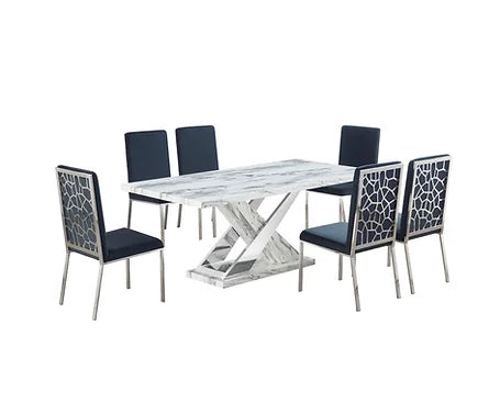 D610 VIVA (White/Chrome)  Dining Table