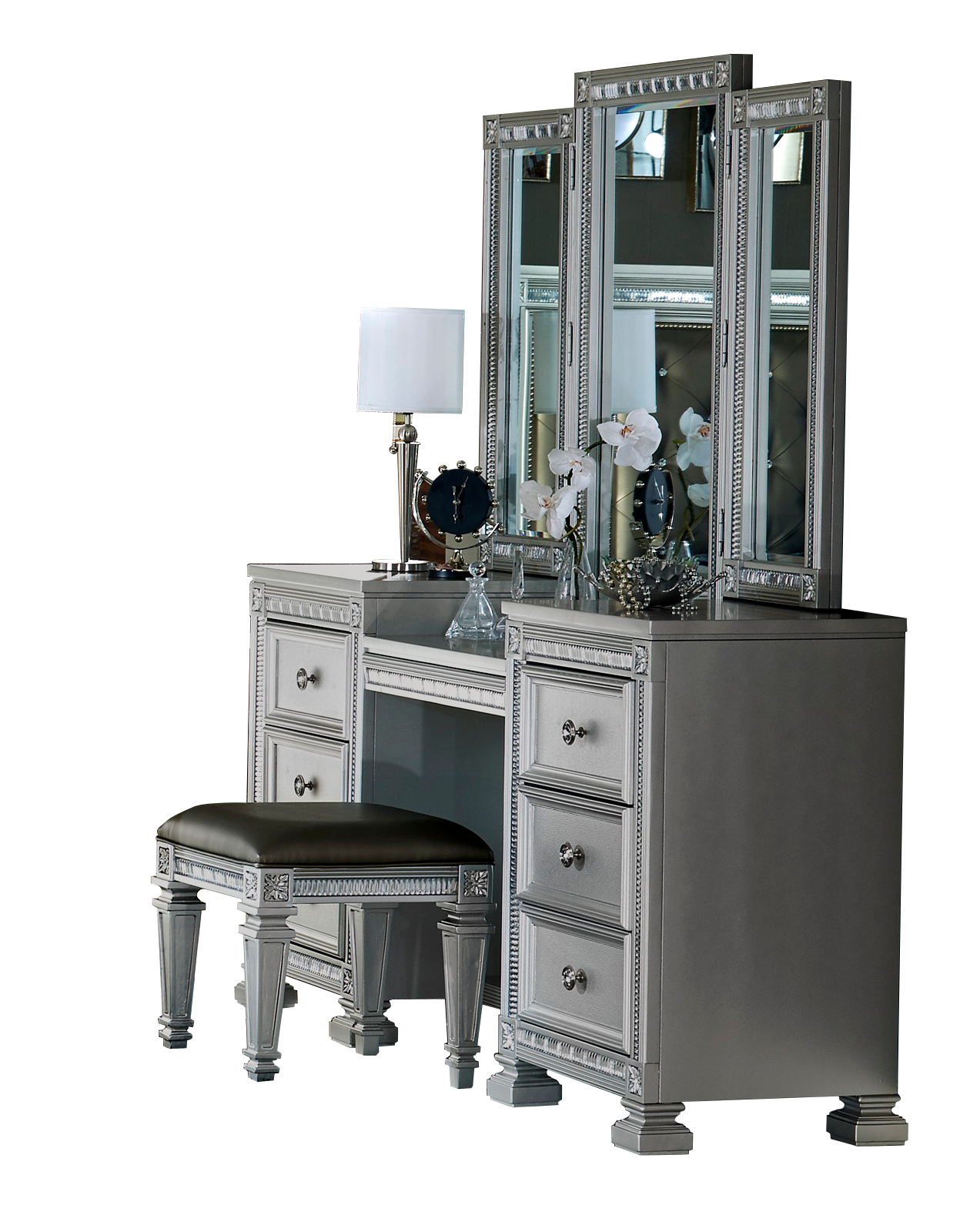 Bevelle Silver Vanity Set