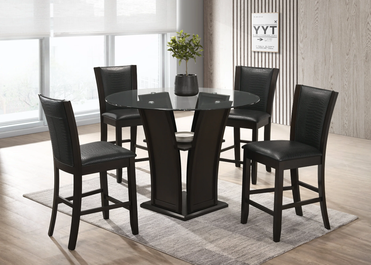 Orlando Black Pub Table + 4 Chair Set
