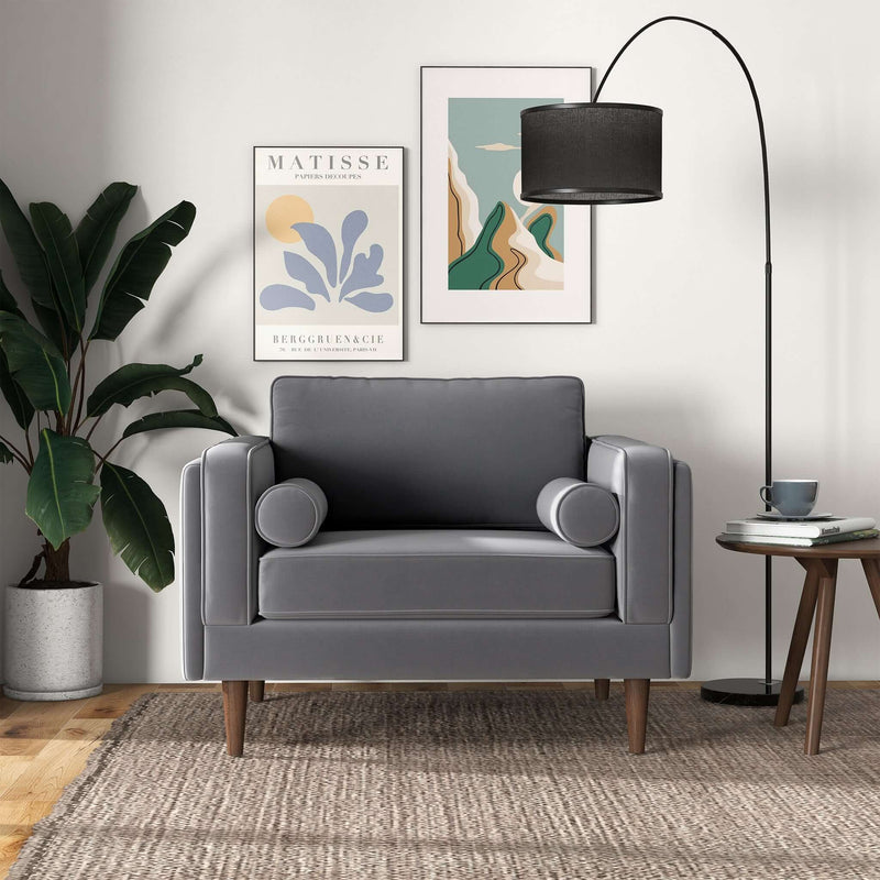 Fordham Grey Velvet Lounge Chair