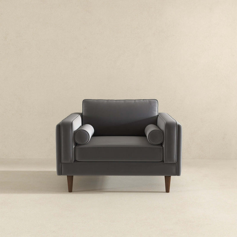 Fordham Grey Velvet Lounge Chair