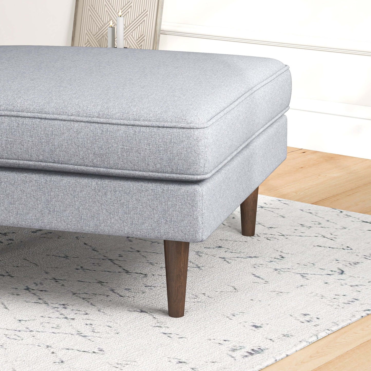 Fordham Teal Velvet Square Upholstered Ottoman