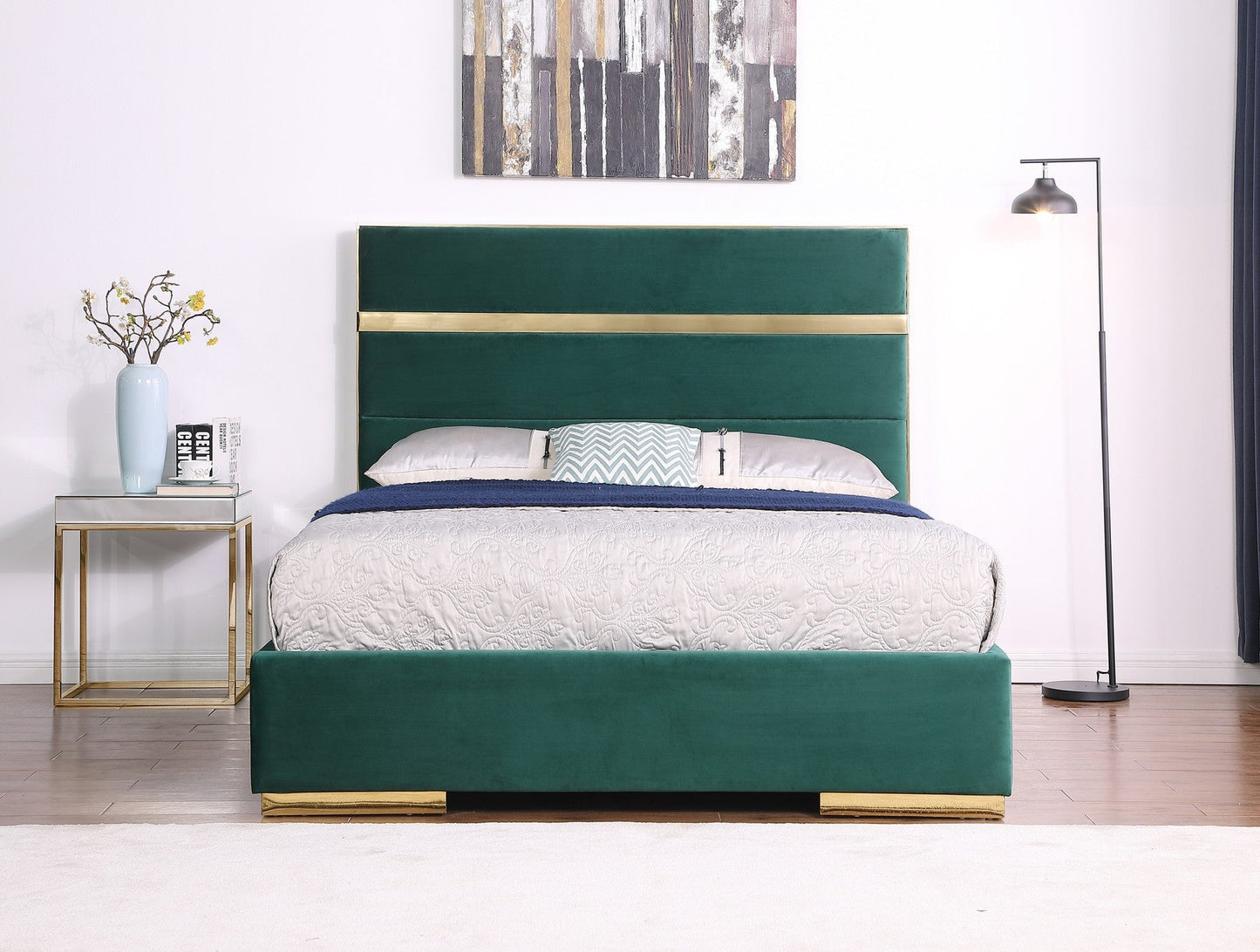Cartier Green/Gold King Platform Bed