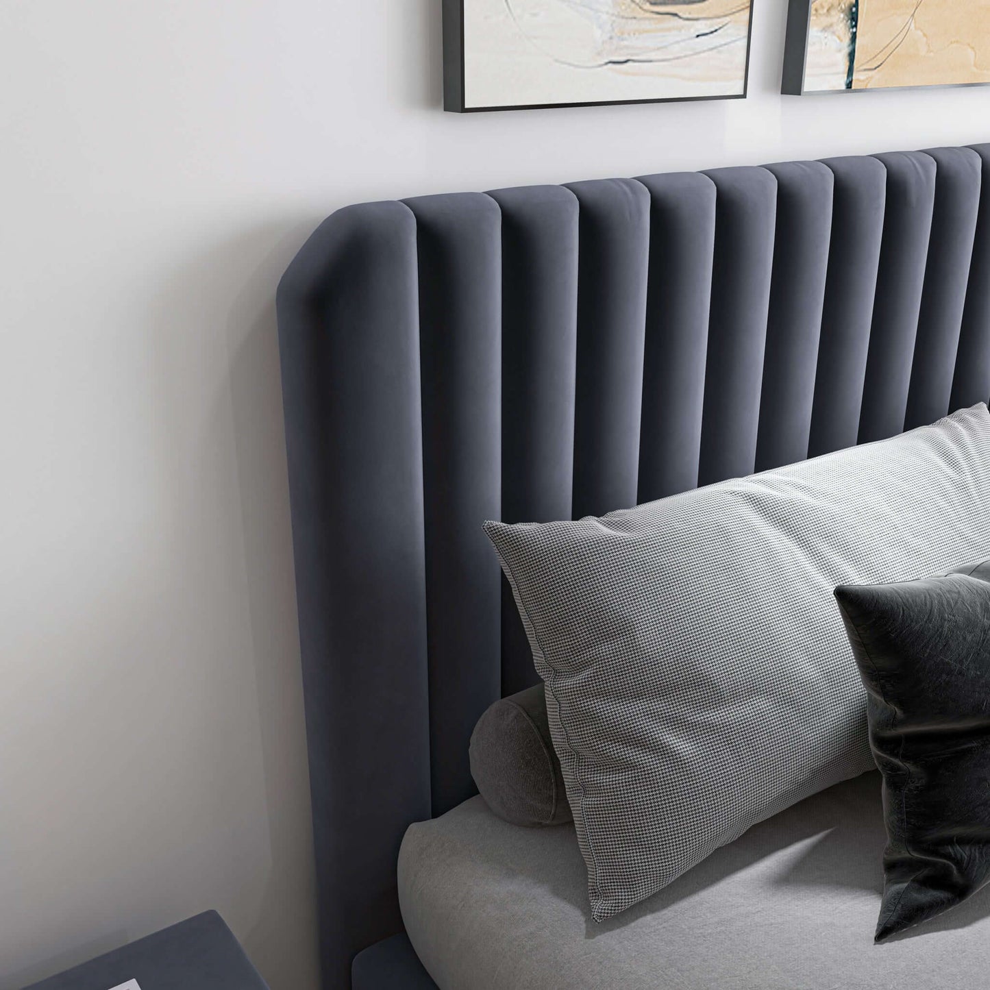 Bethany Velvet Upholstered Platform Bed Queen / Grey